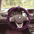 Flower Diamond Car Steering Wheel Wrap Velvet 15 Inch 38CM - Purple