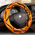 Fluffy Auto Steering Wheel Covers Velvet 15 Inch 38CM - Orange