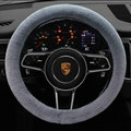 Fluffy Car Steering Wheel Wrap Velvet 15 Inch 38CM - Grey