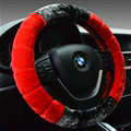 Fluffy Car Steering Wheel Wrap Velvet 15 Inch 38CM - Red