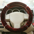 Fluffy Diamond Car Steering Wheel Wrap Velvet 15 Inch 38CM - Red