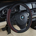 High Quality Car Steering Wheel Covers Genuine Leather 15 Inch 38CM - Black Red