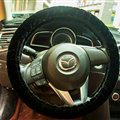 Lozenge Pattern Auto Steering Wheel Covers Velvet 15 Inch 38CM - Black