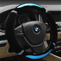 Luxury Diamond Carbon Fiber Skin Car Steering Wheel Wrap Velvet 15 Inch 38CM - Blue