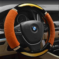 Luxury Diamond Carbon Fiber Skin Car Steering Wheel Wrap Velvet 15 Inch 38CM - Orange