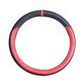Quality Car Steering Wheel Covers Genuine Leather 15 Inch 38CM - Black Red