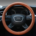 Quality Car Steering Wheel Wrap Genuine Leather 15 Inch 38CM - Brown