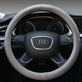 Quality Car Steering Wheel Wrap Genuine Leather 15 Inch 38CM - Grey