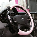 Quality Pearl Bowknot Car Steering Wheel Cover PU Leather 16 Inch 40CM - Pink
