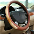 Snake Print Car Steering Wheel Cover Genuine Leather 15 Inch 38CM - Red