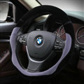 Splicing Auto Steering Wheel Wrap Velvet 15 Inch 38CM - Black Grey