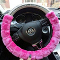 Unique Diamond Car Steering Wheel Covers Velvet 15 Inch 38CM - Pink