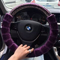 Unique Diamond Car Steering Wheel Covers Velvet 15 Inch 38CM - Purple