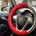 Unique Diamond Car Steering Wheel Covers Velvet 15 Inch 38CM - Red