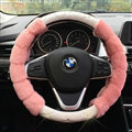 Unique Diamond Velvet Car Steering Wheel Covers PU Leather 15 Inch 38CM - Pink