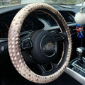 Unique Knitting Car Steering Wheel Wrap Genuine Leather 15 Inch 38CM - Beige