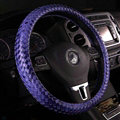 Unique Knitting Car Steering Wheel Wrap Genuine Leather 15 Inch 38CM - Purple