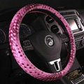 Unique Knitting Car Steering Wheel Wrap Genuine Leather 15 Inch 38CM - Violet