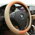 Classic Auto Steering Wheel Wrap Sheepskin Leather 15 Inch 38CM - Beige