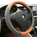Classic Auto Steering Wheel Wrap Sheepskin Leather 15 Inch 38CM - Grey