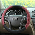 Classic Car Steering Wheel Covers Ice Silk PU Leather 15 Inch 38CM - Red
