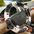 Classic Cow Print Car Steering Wheel Covers Velvet 15 Inch 38CM - Grey