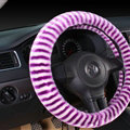Colorful Zebra Print Car Steering Wheel Wrap Velvet 15 Inch 38CM - White Purple