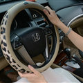Cool Auto Steering Wheel Wrap Snake Print Genuine Leather 15 Inch 38CM - Beige