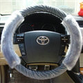 Cooling Zebra Print Car Steering Wheel Wrap Velvet 15 Inch 38CM - Grey