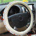 Discount Beaded Car Steering Wheel Cover Ice Silk 15 Inch 38CM - Grey