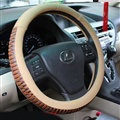 Discount Snake Print Auto Steering Wheel Covers PU Leather 15 Inch 38CM - Beige