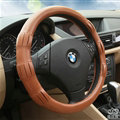 Exquisite Car Steering Wheel Covers Sheepskin Leather 15 Inch 38CM - Brown