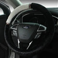 Exquisite Diamond Auto Steering Wheel Wrap Velvet 15 Inch 38CM - Black