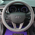 Fashion Auto Steering Wheel Wrap Genuine Leather 15 Inch 38CM - Grey