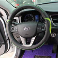Fashion Car Steering Wheel Wrap Genuine Leather 15 Inch 38CM - Black Green