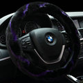 Fashion Cow Print Car Steering Wheel Wrap Velvet 15 Inch 38CM - Black Purple