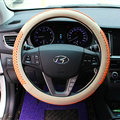 Fashion Knitting Auto Steering Wheel Wrap Genuine Leather 15 Inch 38CM - Beige