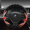Free Polka Dot Auto Steering Wheel Wrap Velvet 15 Inch 38CM - Black Red