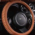 Fun Car Steering Wheel Wrap Ice Silk PU Leather 15 Inch 38CM - Orange
