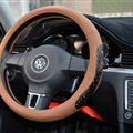 Fun Snake Print Auto Steering Wheel Covers Crocodile Leather 15 Inch 38CM - Brown