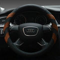 Funky Car Steering Wheel Covers Genuine Leather 15 Inch 38CM - Black Brown