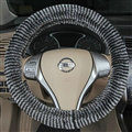 Fuzzy Zebra Print Car Steering Wheel Wrap Velvet 15 Inch 38CM - Black Grey