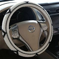 High Quality Beaded Car Steering Wheel Cover 15 Inch 38CM - White Black