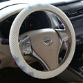 High Quality Beaded Car Steering Wheel Cover 15 Inch 38CM - White Blue