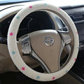 High Quality Beaded Car Steering Wheel Wrap 15 Inch 38CM - White