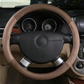 Inexpensive Car Steering Wheel Covers Ice Silk PU Leather 15 Inch 38CM - Brown
