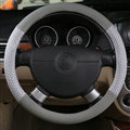 Inexpensive Car Steering Wheel Covers Ice Silk PU Leather 15 Inch 38CM - Grey