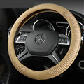 Luxury Auto Steering Wheel Wrap Sheepskin Leather 15 Inch 38CM - Beige