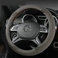 Luxury Auto Steering Wheel Wrap Sheepskin Leather 15 Inch 38CM - Grey