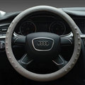 Pretty Dot Car Steering Wheel Covers Genuine Leather 15 Inch 38CM - Grey